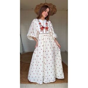 FARM Rio White Embridered Dress Sz L $398